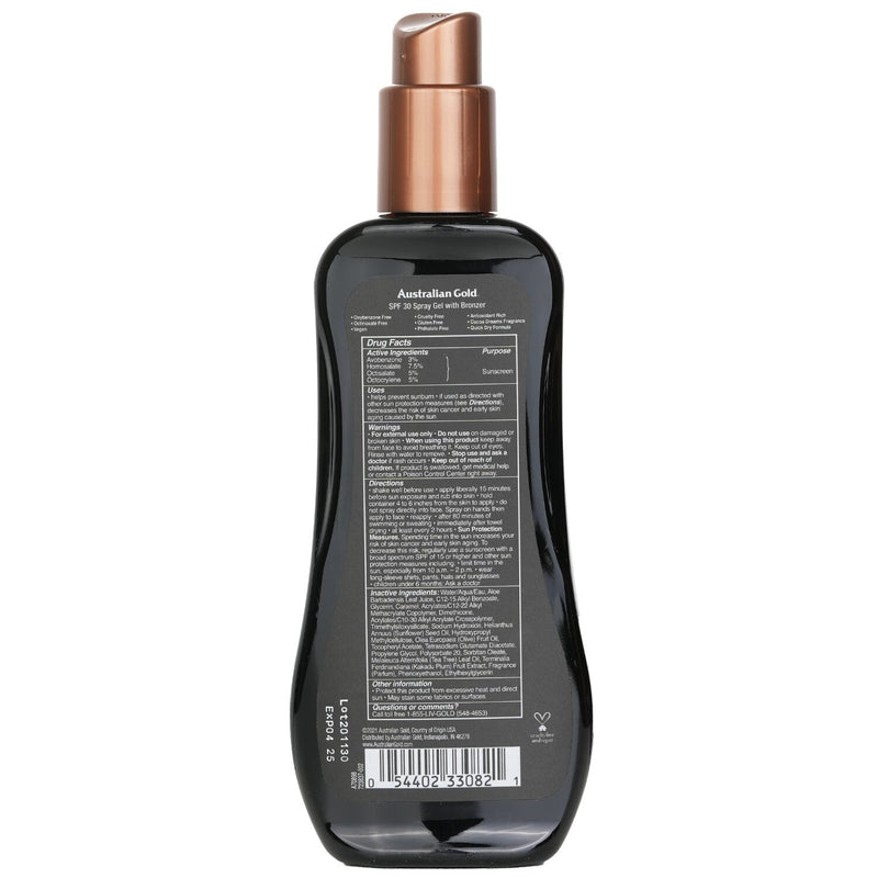 オーストラリアンゴールド  スプレー ゲル サンスクリーン ブロード スペクトラム SPF 30 ウイズ インスタント ブロンザー   237ml/8oz