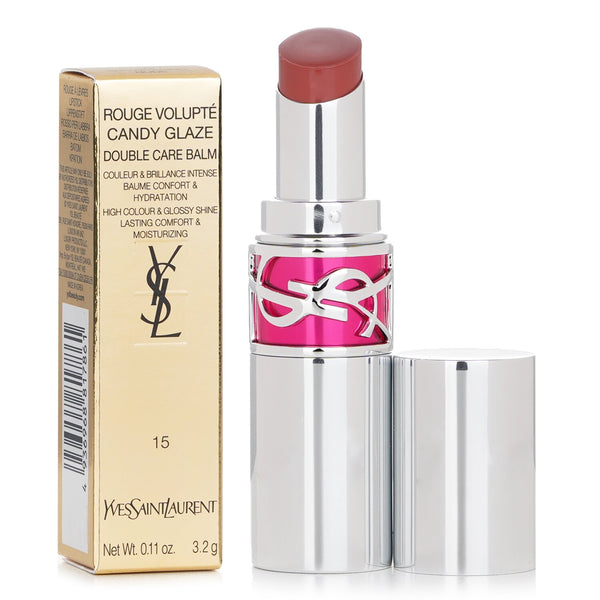 イヴサンローラン  Rouge Volupte Candy Glaze Double Care Balm - # 15 Showcasing Nude   3.2g/0.11oz
