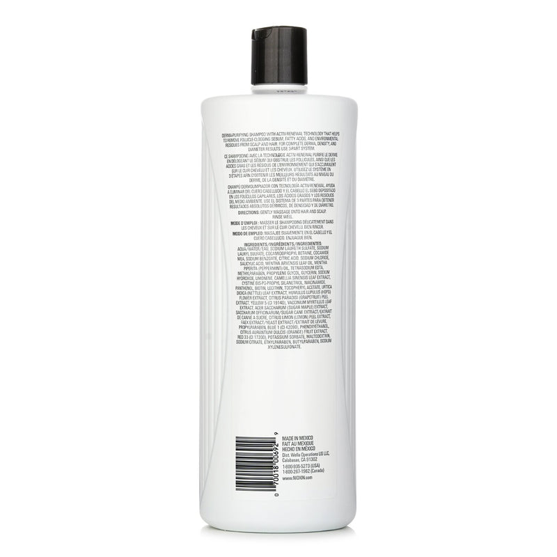 ナイオキシン  ダーマ ピュリファイング システム 1 クレンザー シャンプー (ナチュラル ヘア, ライト シンニング)   1000ml/33.8oz