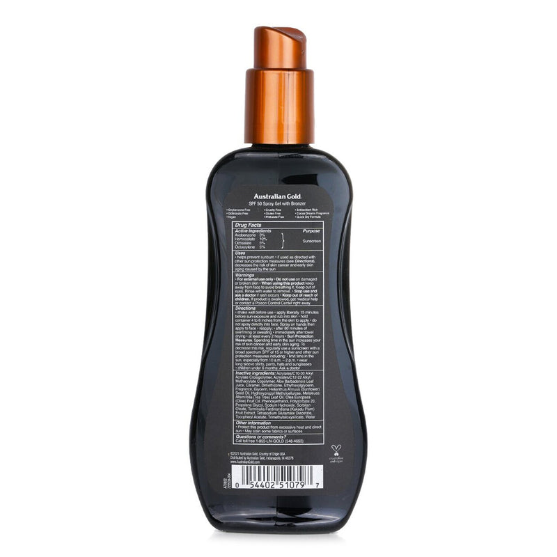 オーストラリアンゴールド  スプレー ゲル サンスクリーン ブロード スペクトラム SPF 50 ウイズ インスタント ブロンザー - #1 Fragrance   237ml/8oz