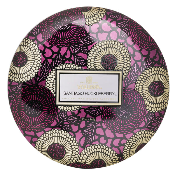 ボルスパ  3 Wick Decorative Tin Candle - Santiago Huckleberry   340g/12oz