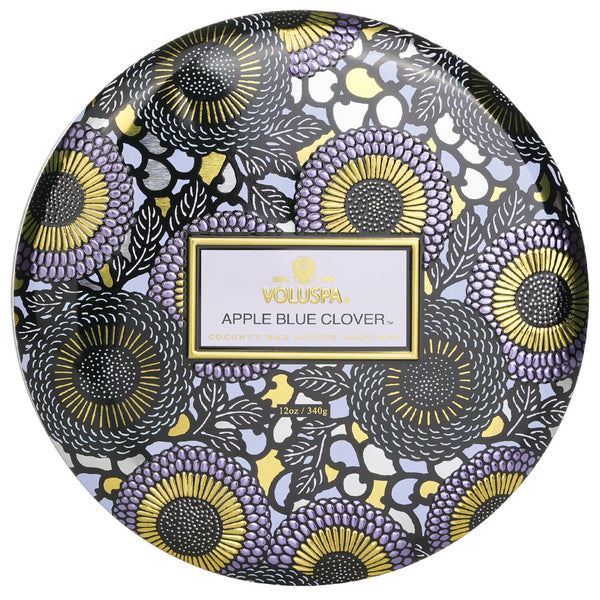 ボルスパ  3 Wick Decorative Tin Candle - Apple Blue Clover   340g/12oz