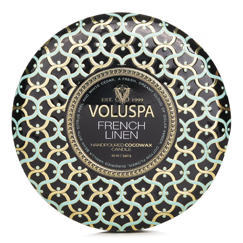 ボルスパ  3 Wick Decorative Tin Candle - French Linen   340g/12oz