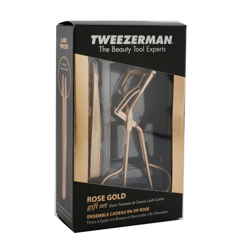 ツィーザーマン  Rose Gold Slant Tweezer & Classic Lash Curler Gift Set   2pcs