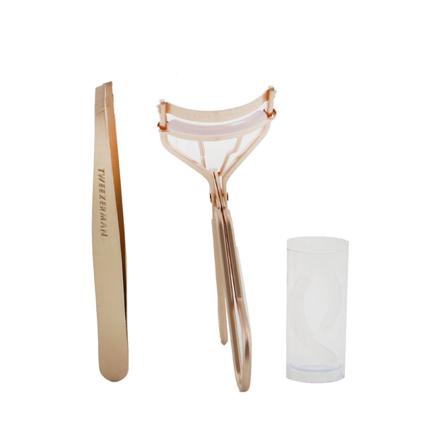 ツィーザーマン  Rose Gold Slant Tweezer & Classic Lash Curler Gift Set   2pcs