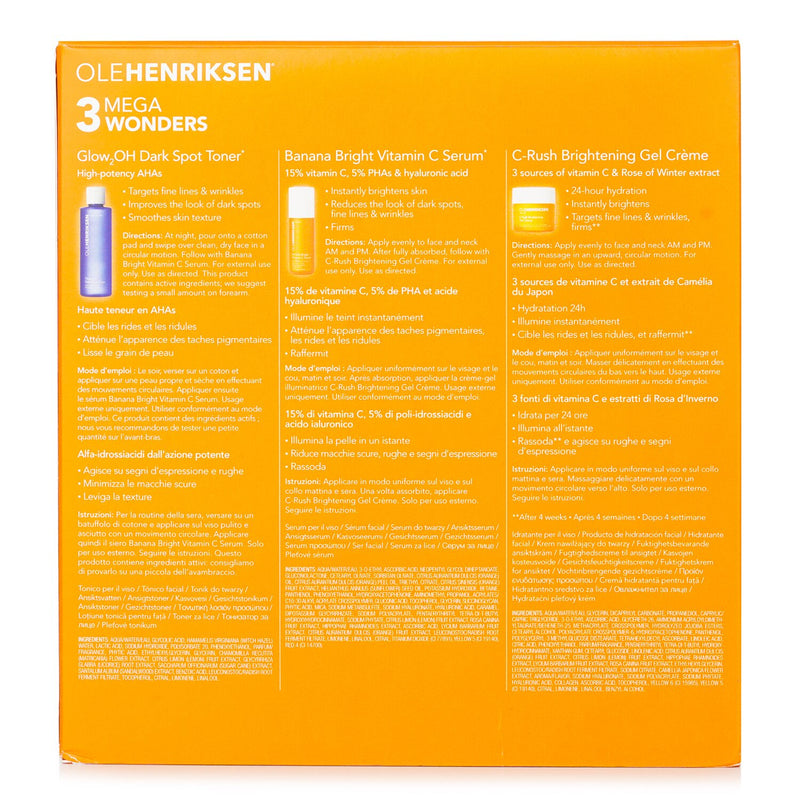 ウラヘンリクセン  3 メガ ワンダーズ セット: バナナ ブライト ビタミン C セラム 15ml + Glow2OH ダーク スポット トナー 190ml + C-ラッシュ ブライトニング ジェル クリーム 35ml   3pcs