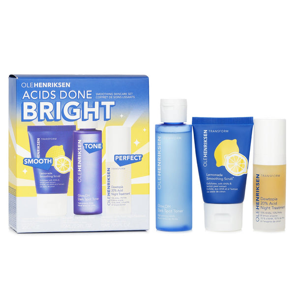 ウラヘンリクセン  アシッド ダン ブライト セット: レモネード スムージング スクラブ 30g + Glow2OH ダーク スポット トナー 65ml + デュトピア 20% アシッド ナイト トリートメント 15ml   3pc