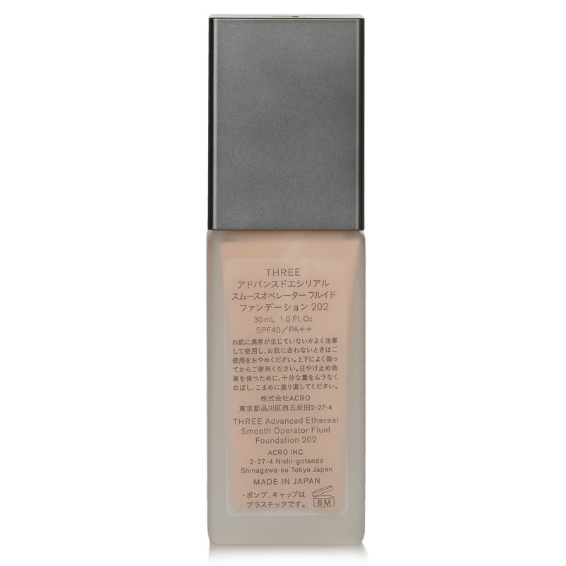 スリー THREE  アドバンスド エセリアル スムース オペレーター フルイド ファンデーション SPF40 - # 202   30ml/1oz