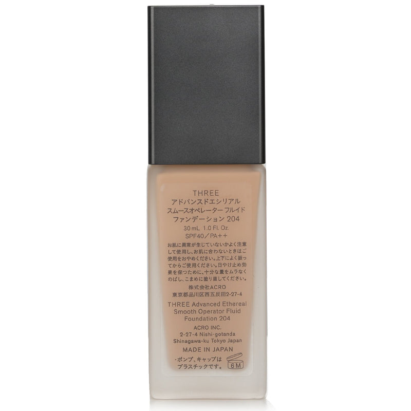 スリー THREE  アドバンスド エセリアル スムース オペレーター フルイド ファンデーション SPF40 - # 204   30ml/1oz