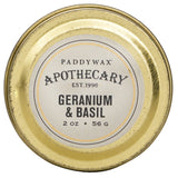 パディワックス  Apothecary Candle - Geranium & Basil   56g/2oz