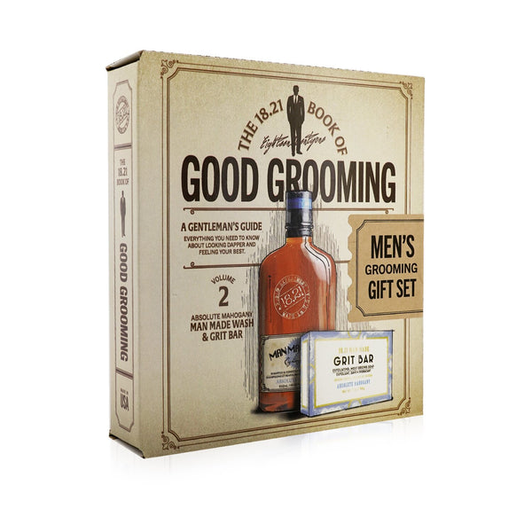 18.21 Man Made  Book of Good Grooming Gift Set Volume 2: Absolute Mahogany (Wash 532ml  + Grit Bar 198g )   2pcs