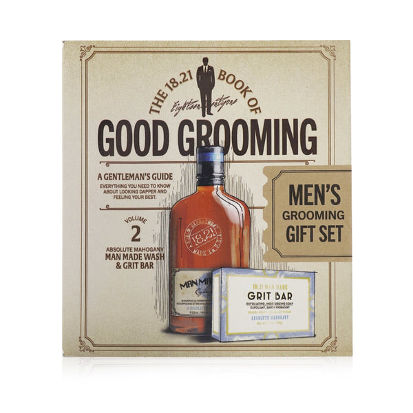 18.21 Man Made  Book of Good Grooming Gift Set Volume 2: Absolute Mahogany (Wash 532ml  + Grit Bar 198g )   2pcs