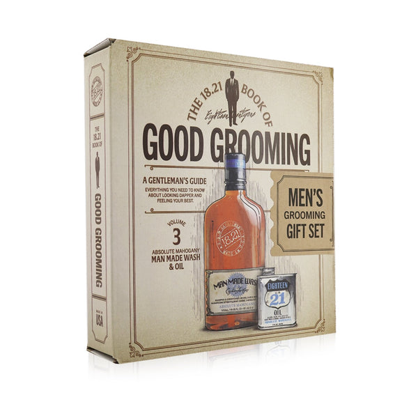 18.21 Man Made  Book of Good Grooming Gift Set Volume 3: Absolute Mahogany (Wash 532ml  + Oil 60ml )   2pcs