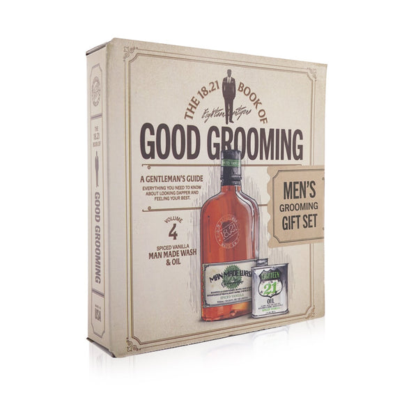 18.21 Man Made  Book of Good Grooming Gift Set Volume 4: Spiced Vanilla (Wash 532ml + Oil 60ml)   2pcs