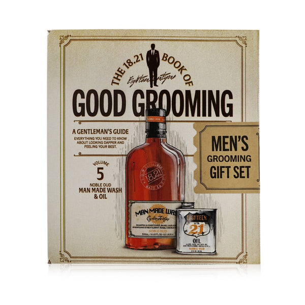 18.21 Man Made  Book of Good Grooming Gift Set Volume 5: Noble Oud (Wash 532ml + Oil 60ml )   2pcs