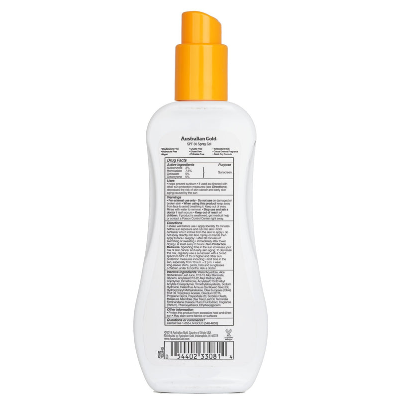 オーストラリアンゴールド  スプレー ジェル サンスクリーン SPF 30 (アルティメット ハイドレーション)   237ml/8oz