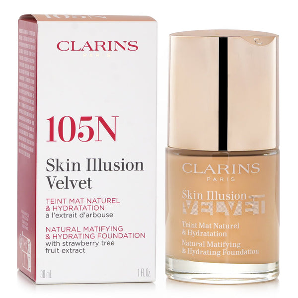 クラランス  スキンイリュージョンベルベット ナチュラルマティファイング&ハイドレーティングファンデーション - # 105N Nude   30ml/1oz
