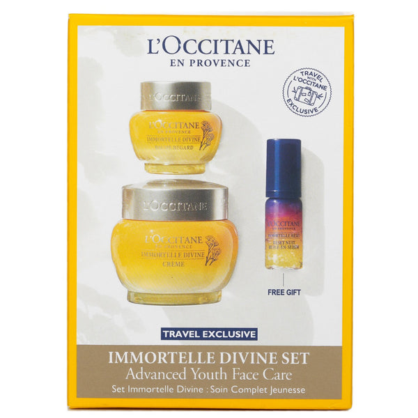 ロクシタン  イモーテル ディバイン セット: クリーム 50ml + アイバーム 15ml + オーバーナイト リセット オイルイン セラム 5ml   3pcs
