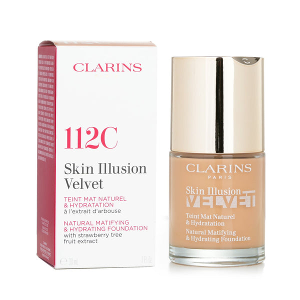 クラランス  スキンイリュージョンベルベット ナチュラルマティファイング&ハイドレーティングファンデーション - # 112C Amber   30ml/1oz