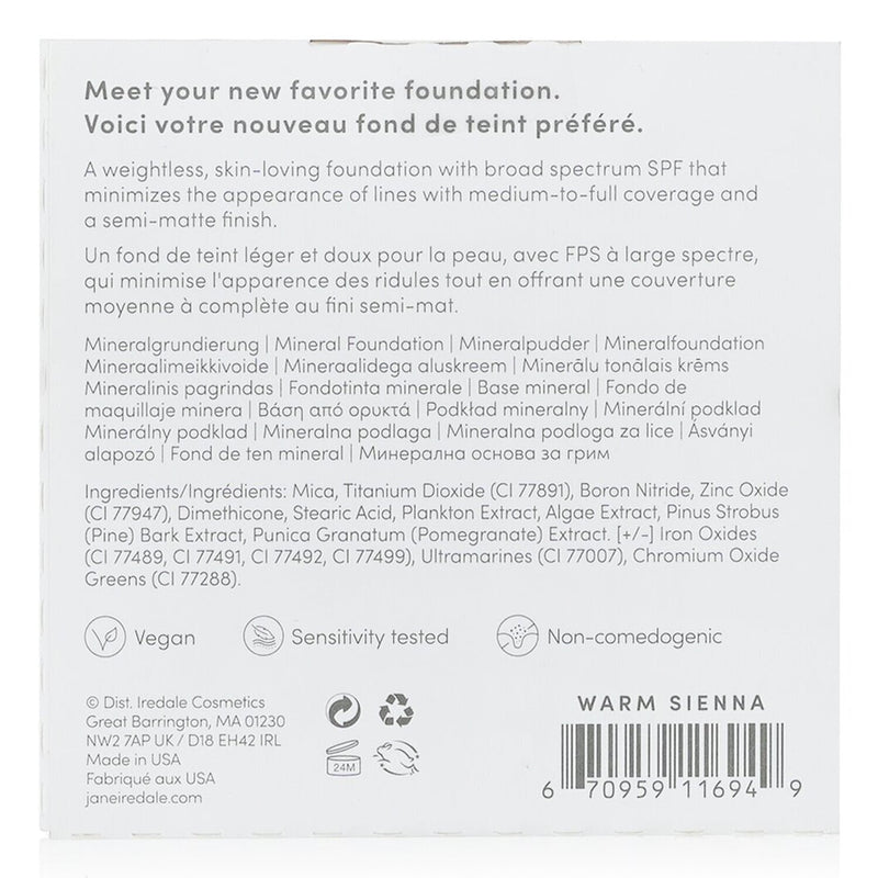 ジェーンアイルデール  ピュアプレスド ベース ミネラル ファンデーション リフィル SPF 20 - ウォーム シエナ   9.9g/0.35oz