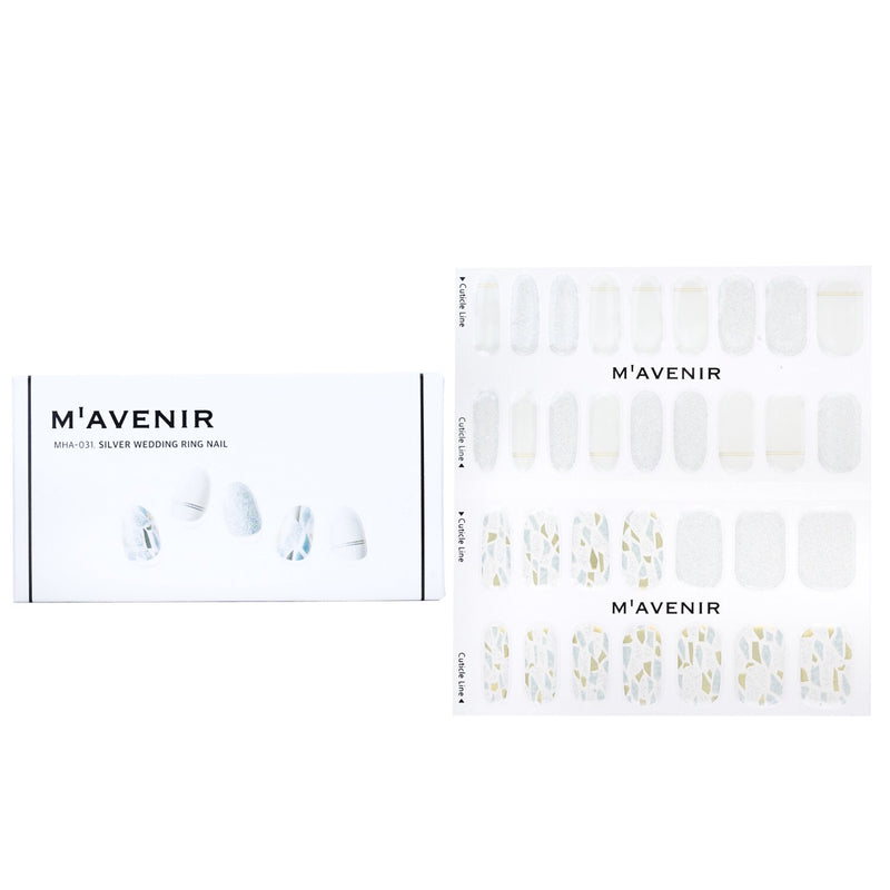 Mavenir  Nail Sticker (White) - # Silver Wedding Ring Nail   32pcs