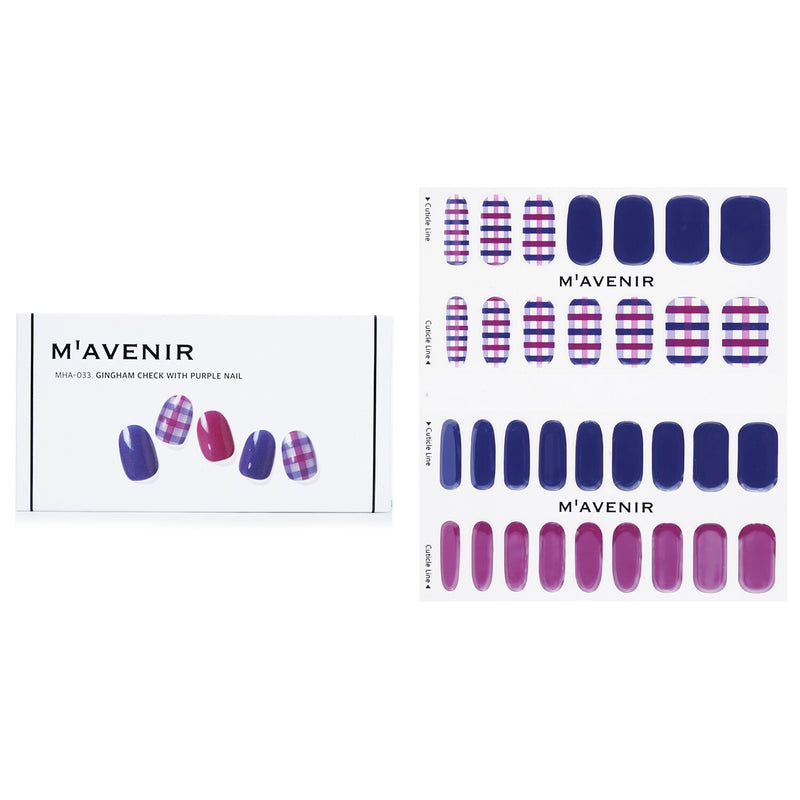 Mavenir  Nail Sticker (Patterned) - # Gingham Check With Purple Nail   32pcs