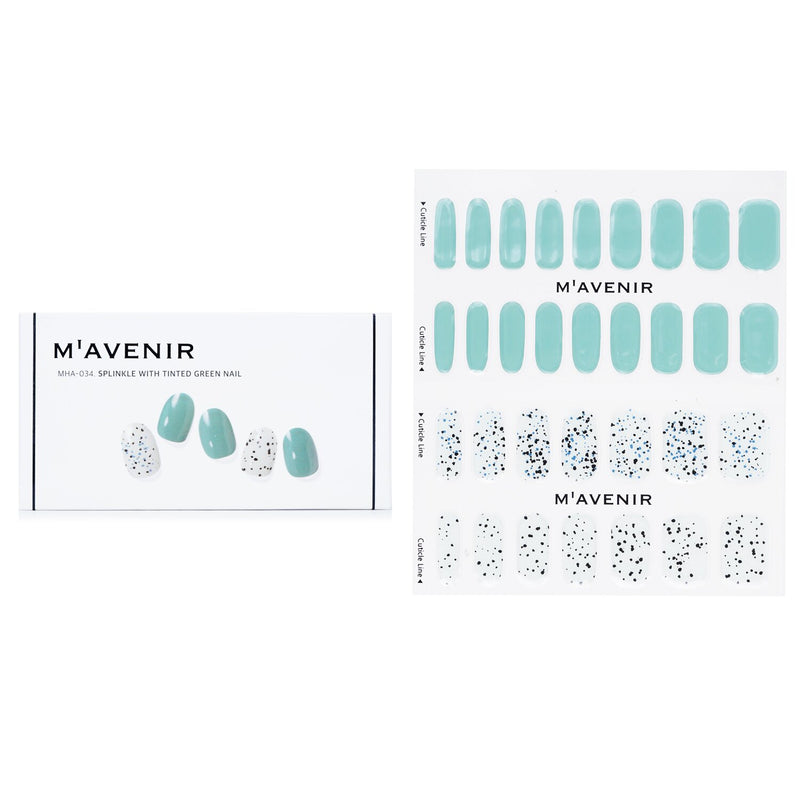 Mavenir  Nail Sticker (Blue) - # Splinkle With Tinted Green Nail   32pcs