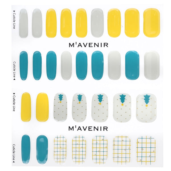 Mavenir  Nail Sticker (Assorted Colour) - # Grid And Dot Tree Nail   32pcs