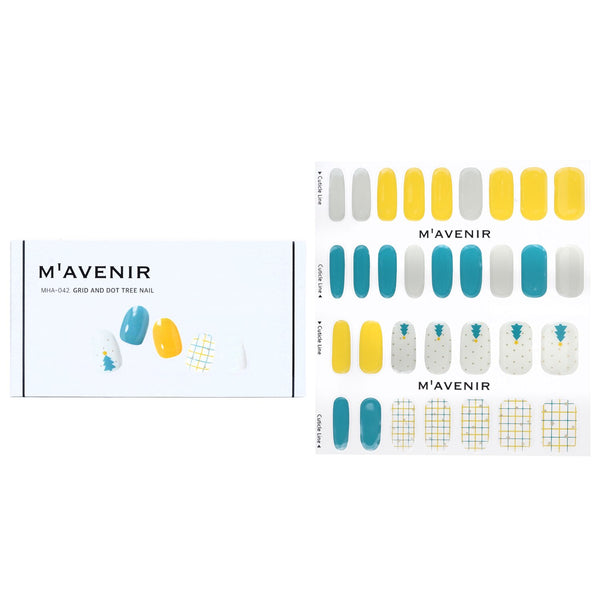 Mavenir  Nail Sticker (Assorted Colour) - # Grid And Dot Tree Nail   32pcs
