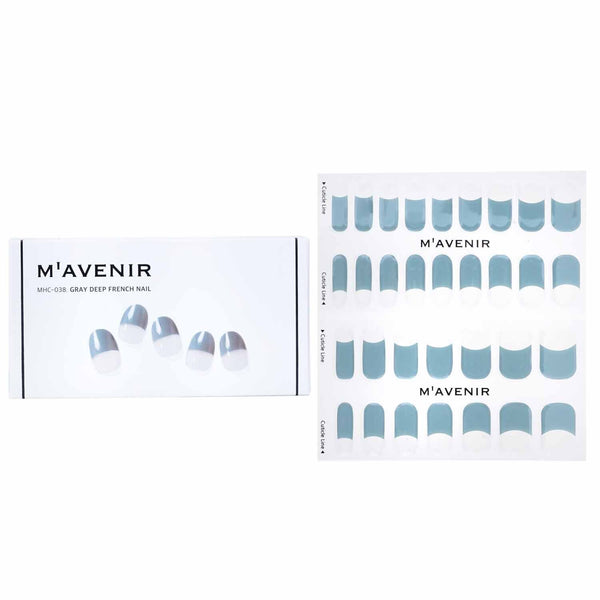 Mavenir  Nail Sticker (Blue) - # Gray Deep French Nail   32pcs