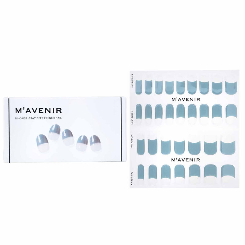 Mavenir  Nail Sticker (Blue) - # Gray Deep French Nail   32pcs