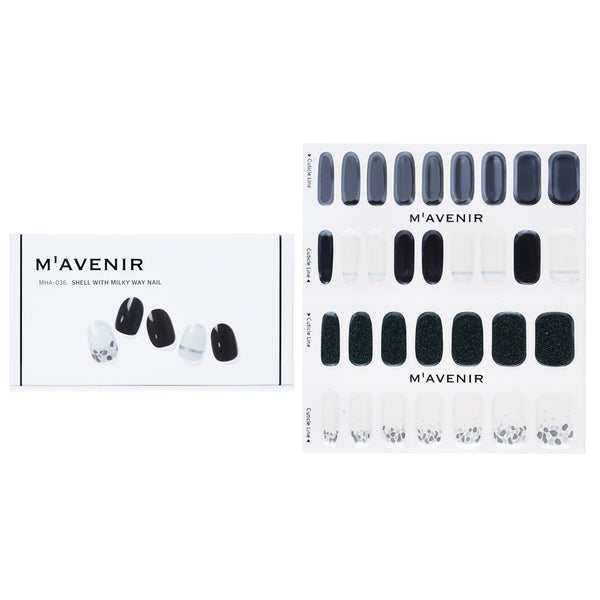 Mavenir  Nail Sticker (Black) - # Shell With Milky Way Nail   32pcs