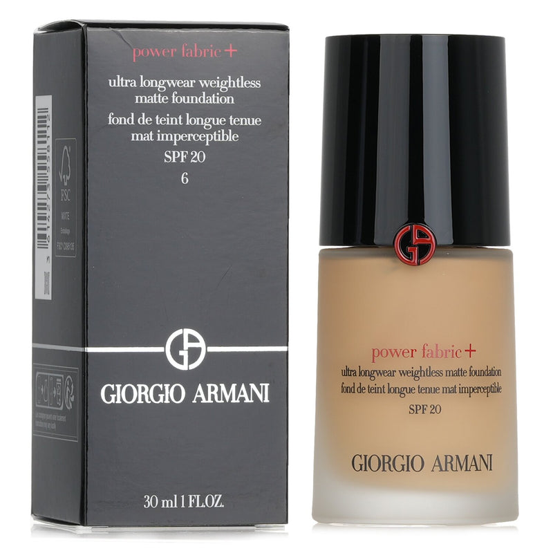 ジョルジオ アルマーニ  Power Fabric+ Ultra Longwear Weightless Matte Foundation SPF 20 - # 6   30ml/1oz