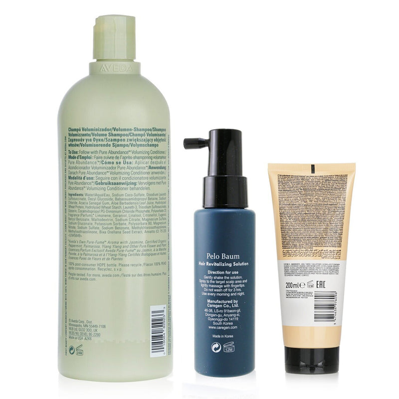ペロバーム  Pelo Baum Hair Revitalizing Solution 60ml + Aveda Volumizing Shampoo 1000ml + L'Oreal Resurfacing Conditioner 200ml   3pcs