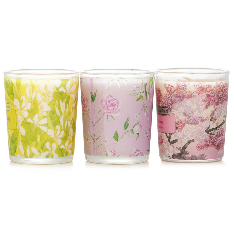 キャンドル・キャロル&チャン  3 Votive Set: Sakura, Jasmine, Rose & Cranberry, Ginger Lily   3pcs