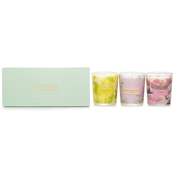 キャンドル・キャロル&チャン  3 Votive Set: Sakura, Jasmine, Rose & Cranberry, Ginger Lily   3pcs