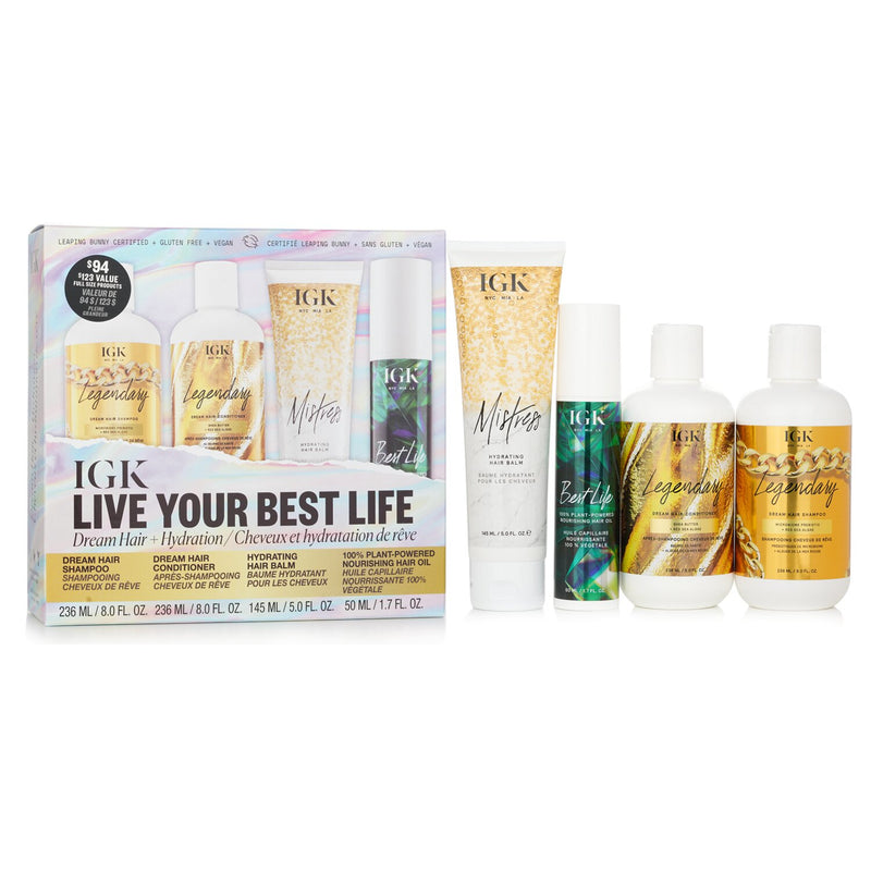 IGK  Live Your Best Life - Shampoo, Conditioner, Hair Balm, Hair Oil   Set
