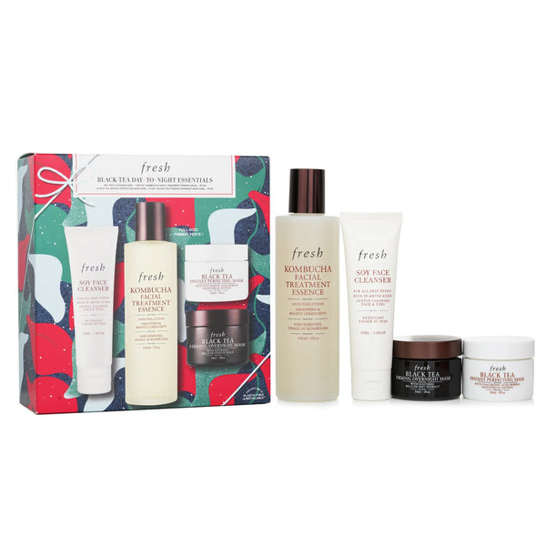 フレッシュ  Black Tea Set: Soy Face Cleanser+Kombucha F.T. Essence+Instant Perfecting Mask+Firming Overnight Mask   4pcs