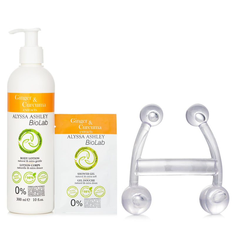 アリサアシュレー  Biolab Ginger & Curcuma Extract Body Lotion + Shower Gel + Massager   3pcs