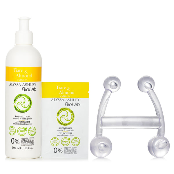 アリサアシュレー  Biolab Tiare & Almond Body Lotion + Shower Gel + Massager   3pcs