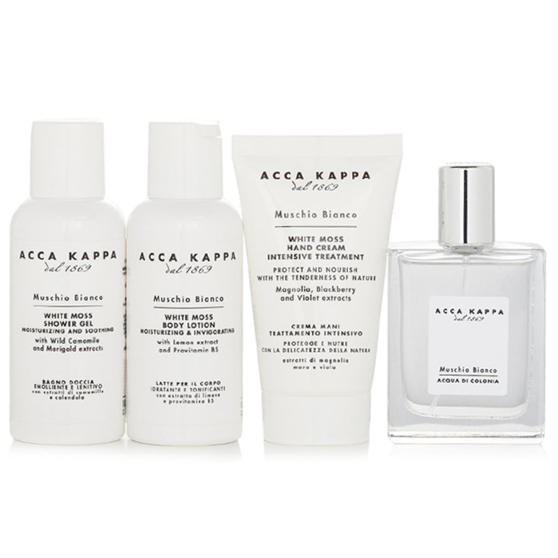 アッカカッパ  White Moss Gift Set: 1x Eau De Cologne Spray 50ml, 1x Shower Gel 100ml, 1x Body Lotion 100ml, 1x Hand Cream 75ml   4pcs