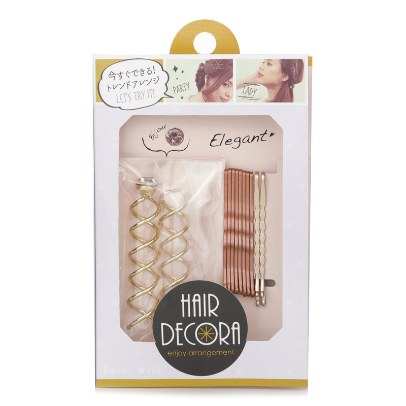 ラッキートレンディ  Cute Hairpin Set (Pink And Gold Combination)   1pc