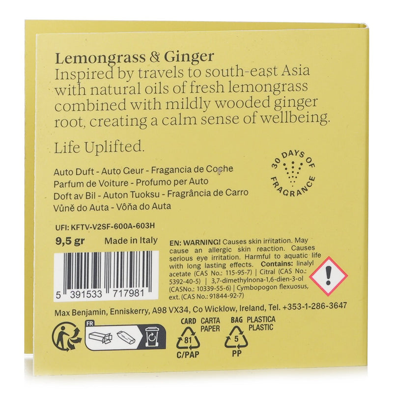 マックス ベンジャミン  Car Fragrance Refill - Lemongrass & Ginger   1pc