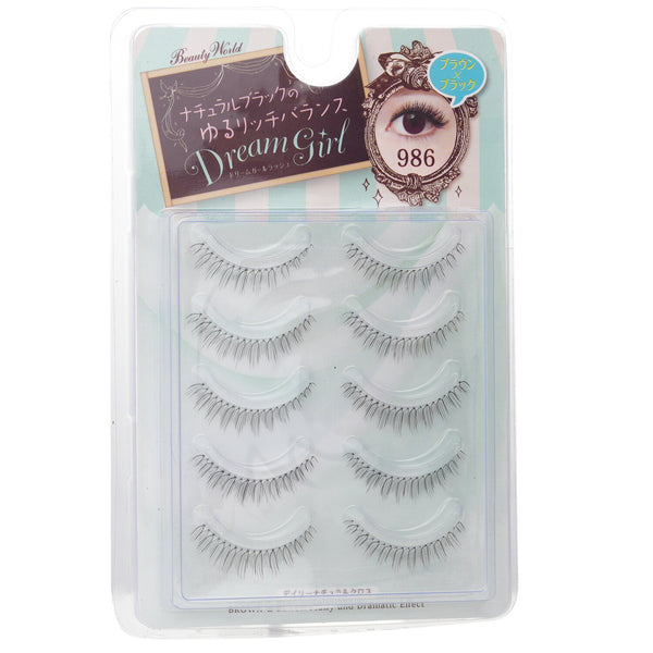 ビューティーワールド  Dream Girl Nylon Eyelash - # 986 Black and Brown   5pairs
