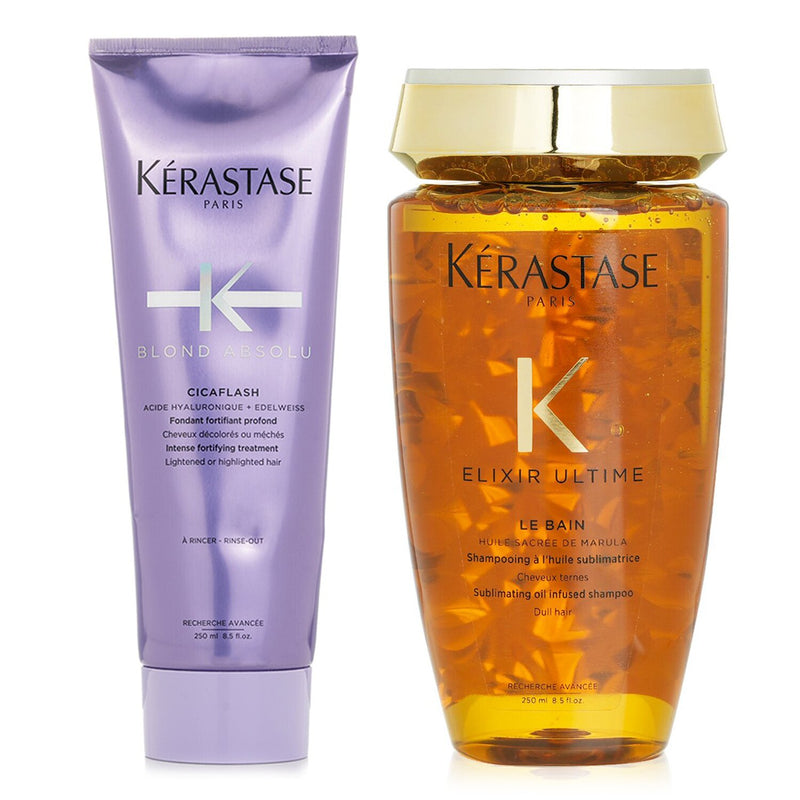 ケラスターゼ  Blond Absolu Set 3: Shampoo & Fortifying Treatment (Lightened or Highlighted Hair)   2pcs