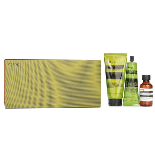 イソップ  Rousing Rhythms Set: Geranium Leaf Body Cleanser 100ml+Geranium Leaf Body Balm 100ml+Geranium Leaf Body Scrub 180ml   3pcs + bag