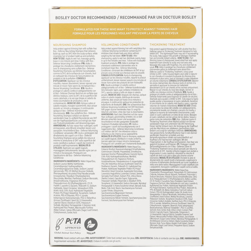 ボスリー  MD BosDefense Color Safe Starter Kit: Nourishing Shampoo 5.1oz+Volumizing Conditioner 5.1oz+Leave In Treatment 3.4oz   3pcs