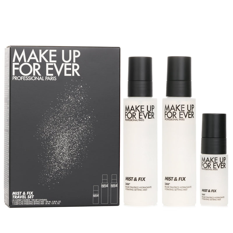 メイクアップフォーエバー  Mist & Fix Make Up Setting Spray Travel Set: Mist & Fix 100ml x 2 + Mist & Fix 30ml   3pcs