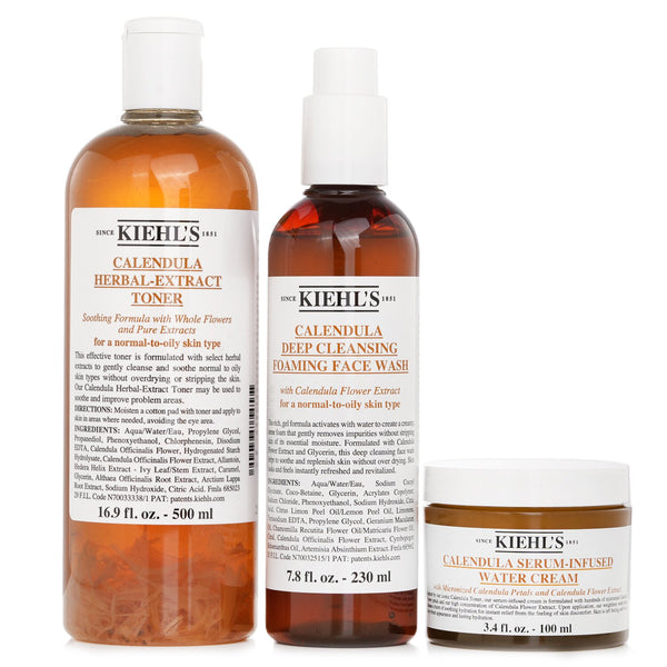 キールズ  Calendula 3 Step Hydration Set: Face Wash 230ml + Toner 500ml + Water Cream 100ml   3pcs