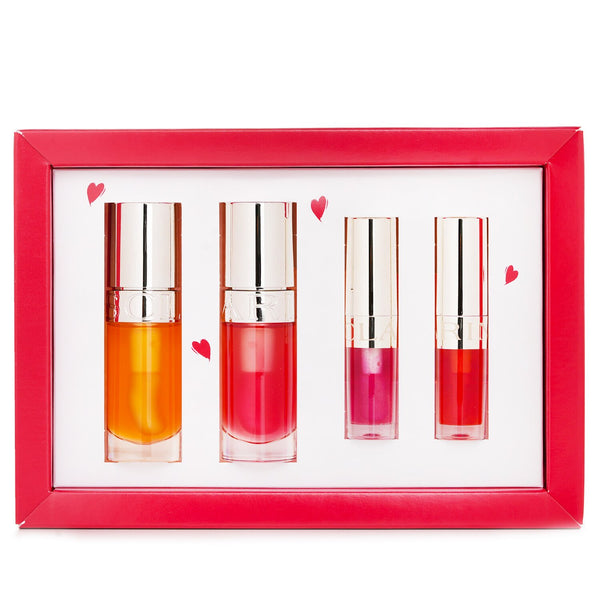 クラランス  Lip Comfort Oil Coffret: Lip Oil - #01 7ml+Lip Oil - #04 7ml+Lip Oil - #02 1.4ml+Lip Oil - #08 1.4ml   4pcs